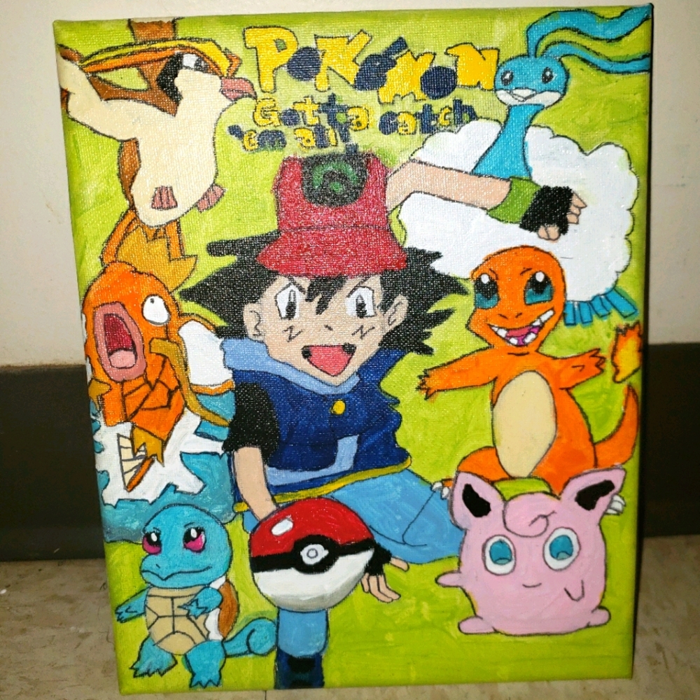 A painted Pokemon canvas
